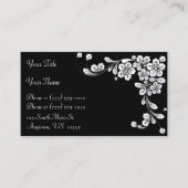 Carte De Visite Coin floral de style occidental noir et blanc (Devant)