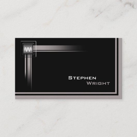 Carte De Visite Coin flottant Monogramme Cube Couleur personnalisé (Devant)