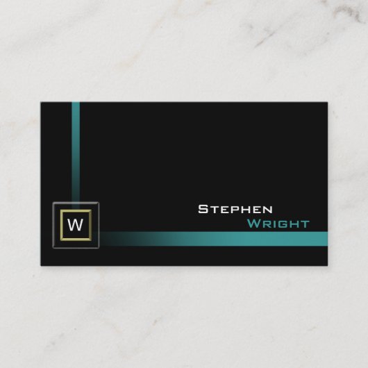 Carte De Visite Coin flottant Monogramme Cube Couleur personnalisé (Devant)