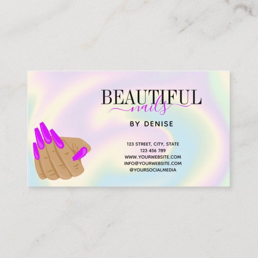 Carte De Visite Coin ongles holographe tendance main (Dos)