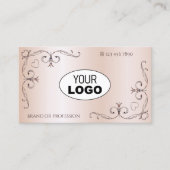 Carte De Visite Coin orné avec logo Rose chatoyant Pastel rose (Devant)