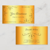 Carte De Visite Coin Orné Chimique Bordures Orange Lumineux (Devant / Derrière)