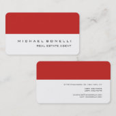 Carte De Visite Coin rond Agent immobilier blanc rouge (Devant / Derrière)