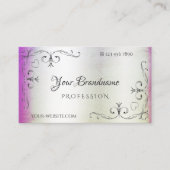 Carte De Visite Coins argentés rose violet rose brillant marbre (Devant)