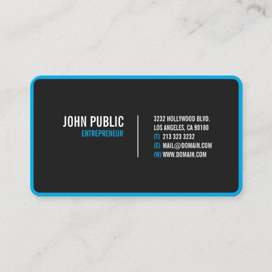 Carte De Visite Coins arrondis noirs modernes (Devant)