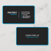 Carte De Visite Coins arrondis noirs modernes (Devant / Derrière)