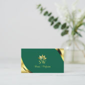 Carte De Visite Coins de luxe dorés sur fond sarcelle avec code QR (Debout devant)