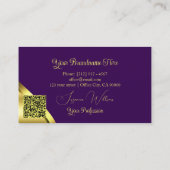 Carte De Visite Coins dorés scintillants sur fond violet avec code (Dos)