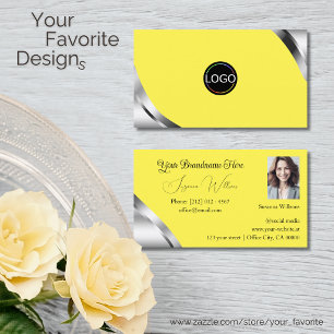 Carte De Visite Coins en argent intelligent sur fond jaune avec lo
