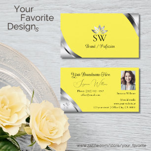 Carte De Visite Coins en argent intelligent sur monogramme et phot