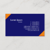 Carte De Visite Coins opposés - orange et bleu profond (Dos)