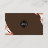 Carte De Visite Coins rose doré Café marron avec Logo QR Code (Devant)
