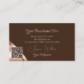 Carte De Visite Coins rose doré Café marron avec Logo QR Code (Dos)