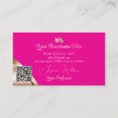 Carte De Visite Coins rose doré rose avec code QR monogramme (Dos)