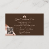 Carte De Visite Coins rose gold Café marron Monogramme QR Code (Dos)