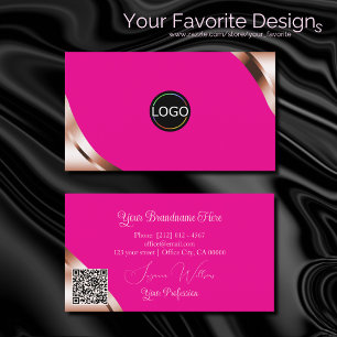 Carte De Visite Coins rose gold rose avec logo et code QR