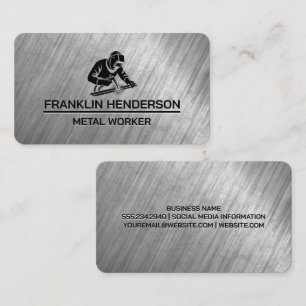 Carte De Visite Col Bleu Acier Logo de soudeur au travail