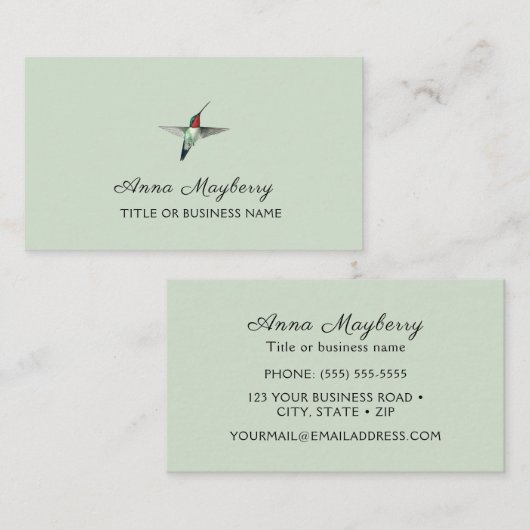 Carte De Visite Colibri (Devant / Derrière)