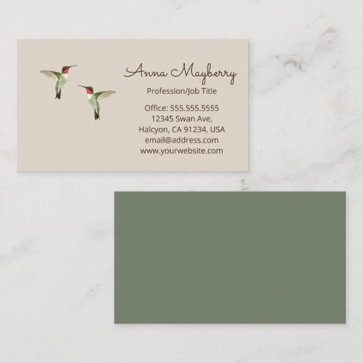 Carte De Visite Colibri à gorge rubis (Devant / Derrière)