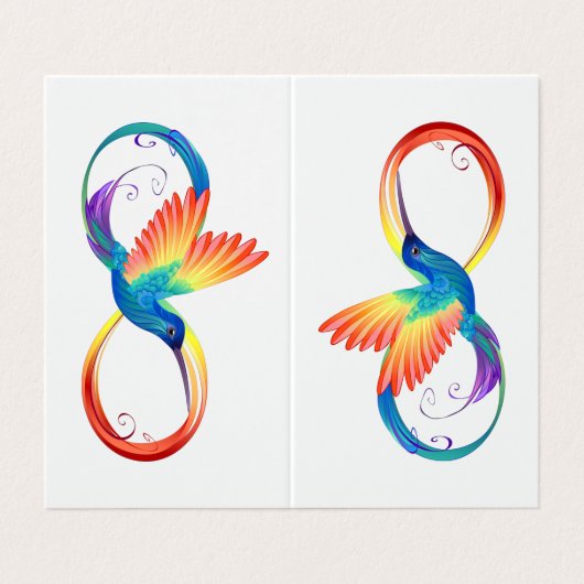 Carte De Visite Colibri arc-en-ciel avec symbole Infinity (Extérieur déplié)