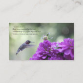Carte De Visite Colibri aux dahlias violets (Dos)