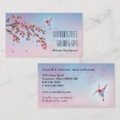 Carte De Visite Colibri dans la beauté de fleurs de cerisier (Devant / Derrière)