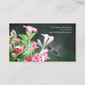 Carte De Visite Colibri en fleurs rouges et blanches (Dos)