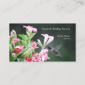Carte De Visite Colibri en fleurs rouges et blanches (Devant)