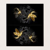 Carte De Visite Colibri noir et or (Extérieur déplié)