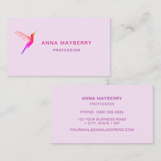 Carte De Visite Colibri rose (Devant / Derrière)