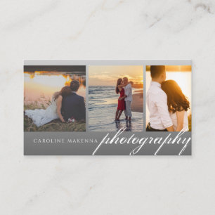 Carte De Visite Collage 3 photo Dark Grey Ombre Photographie