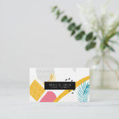 Carte De Visite Collage Abstrait moderne Corail tropical Turquoise (Debout devant)