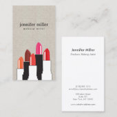 Carte De Visite Collage beauté et bâton à lèvres sur Faux Linen (Devant / Derrière)