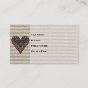 Carte De Visite Collage cardiaque appliqué en tissu