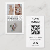 Carte De Visite Collage de 3 photos de code QR de média social d'a (Devant / Derrière)