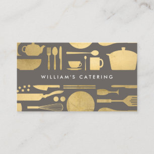 Carte De Visite Collage de cuisine Faux Gold/Grey