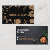 Carte De Visite Collage de cuisine noir et or (Devant / Derrière)