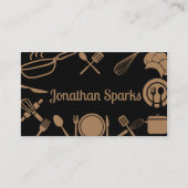 Carte De Visite Collage de cuisine noir et or (Devant)