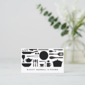 Carte De Visite Collage de cuisine noir sur blanc (Debout devant)