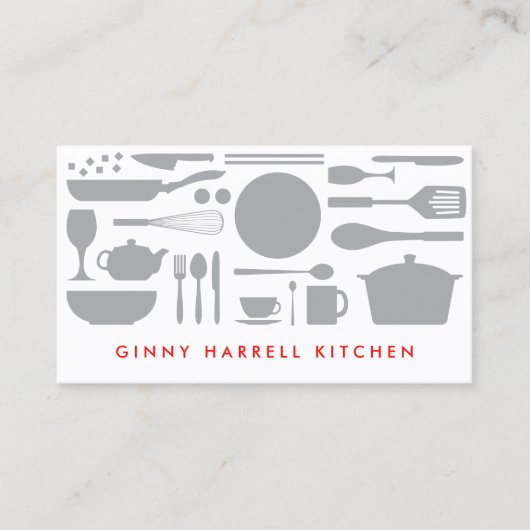 Carte De Visite Collage de cuisine sur blanc (Devant)