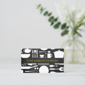 Carte De Visite Collage de cuisine sur bois noir (Debout devant)