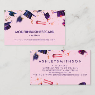 Carte De Visite Collage de la casquette de fin d'études rose