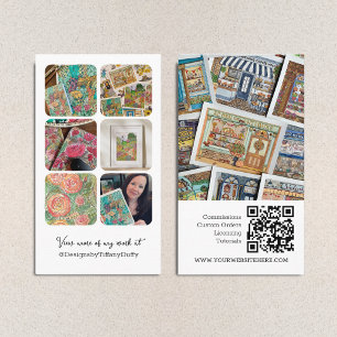 Carte De Visite Collage de Modèles photo de médias sociaux avec QR