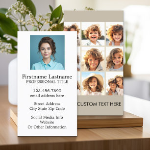 Carte De Visite Collage de photos avec 9 photos carrées - Taupe