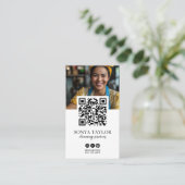Carte De Visite Collage de photos instantanées de code QR moderne  (Debout devant)