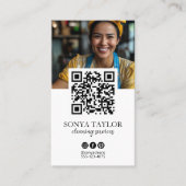 Carte De Visite Collage de photos instantanées de code QR moderne  (Devant)