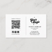 Carte De Visite Collage de photos moderne Logo Code QR de tresseus (Dos)