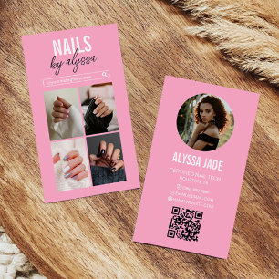 Carte De Visite Collage de photos rose moderne Instagram IG