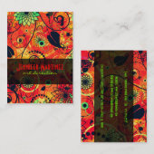 Carte De Visite Collage floral rouge et vert rétro (Devant / Derrière)