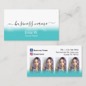 Carte De Visite Collage moderne de photo de turquoise de salon de (Devant / Derrière)